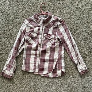 Shyanne Burgundy and Cream Plaid Kids Button Down Shirt